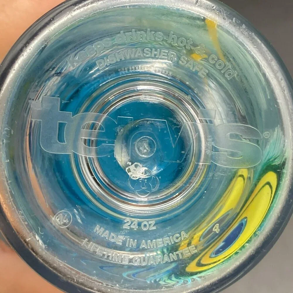 24oz Tervis Blue/Yellow Peacock Feather Tumbler